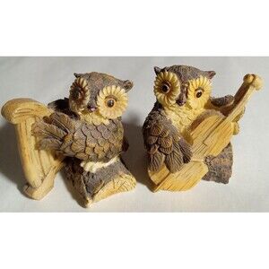 Vintage Mini Musical Resin Owl Figurines